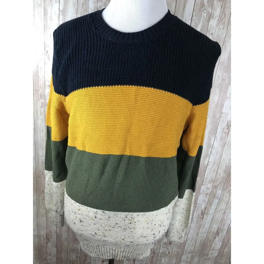 Colins Sweater Mens XS Color Block Striped Acrylic Pullover Sweatshirt N27